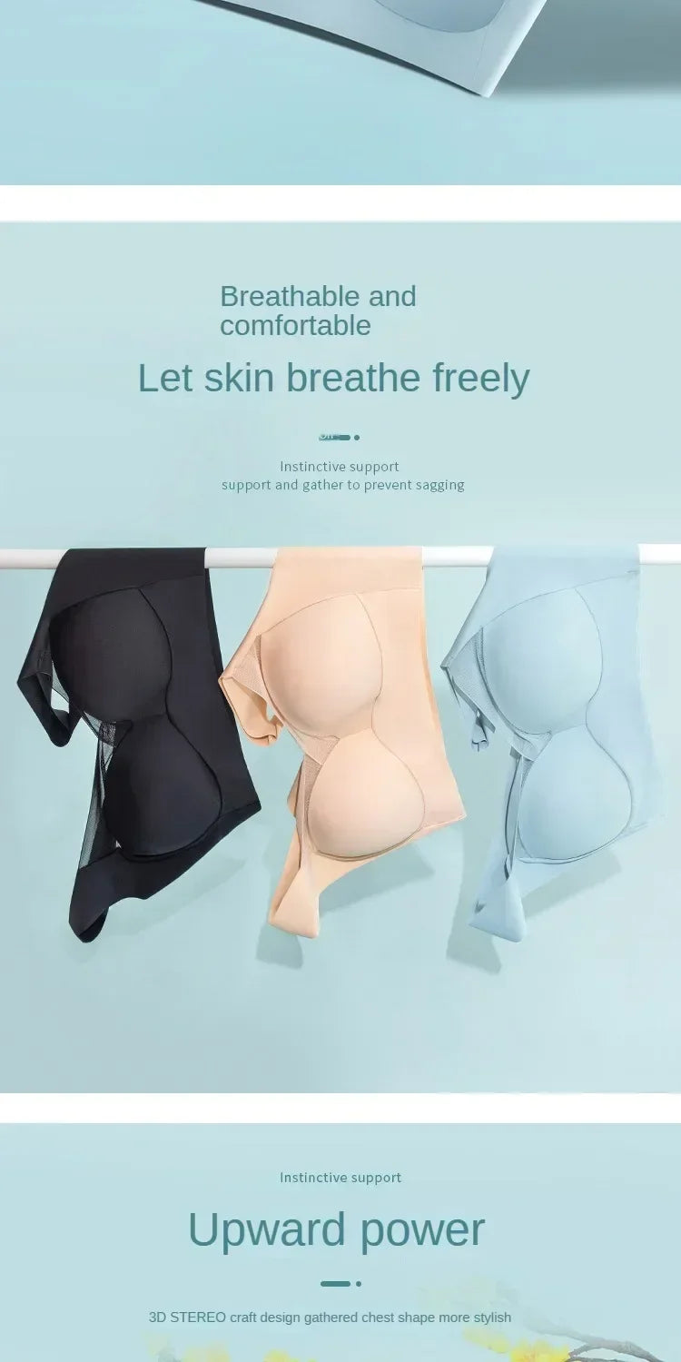 Soft Support Seamless Underwear Comfortable Gathering No Steel Ring Collection Light Thin Breathable Bra Style