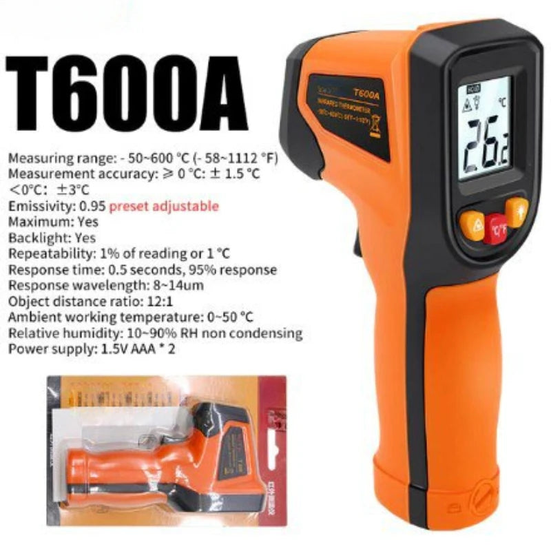 Non-contact Digital Infrared Thermometer Laser Thermograph for Kitchen Baking Water Oil - Industrial Temperature Measuring Tool