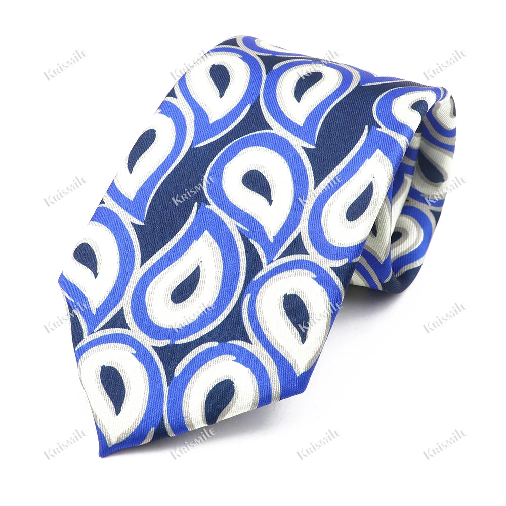 New Design Bohemian Style Necktie For Men Silk Touch Soft Blue Red Yellow Necktie Fit Wedding Party Business Office Accessory