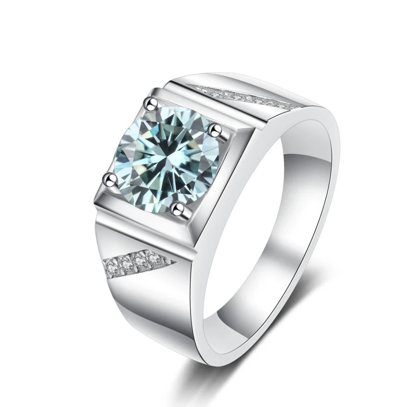 JoyceJelly Pure Silver 925 Jewelry For Men Luxury 1 Carat D Color Moissanite Ring S925 Simple Wedding Rings Platinum Plating