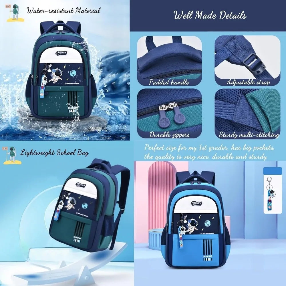 Boy Backpack Schoolbag for Boys Girls, School Bags, Waterproof Kids Bookbag Backpacks with Lunch Box Pencil Case Set