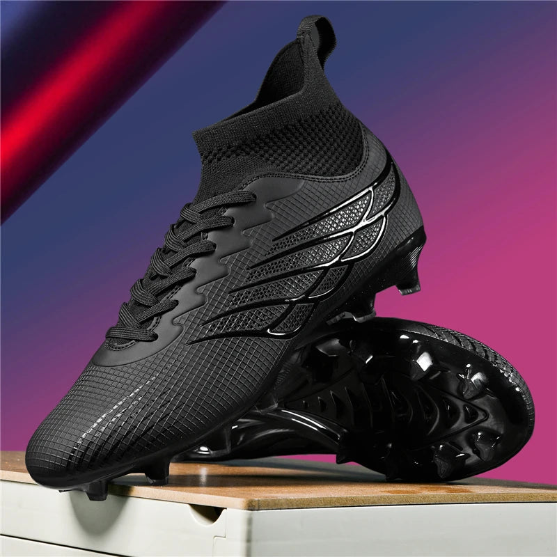 Superfly FG Football Boots Outdoor Soccer Cleat Black Shoes Soft Sport Professional Shoes Breathable Comfortable Boots Plus Size