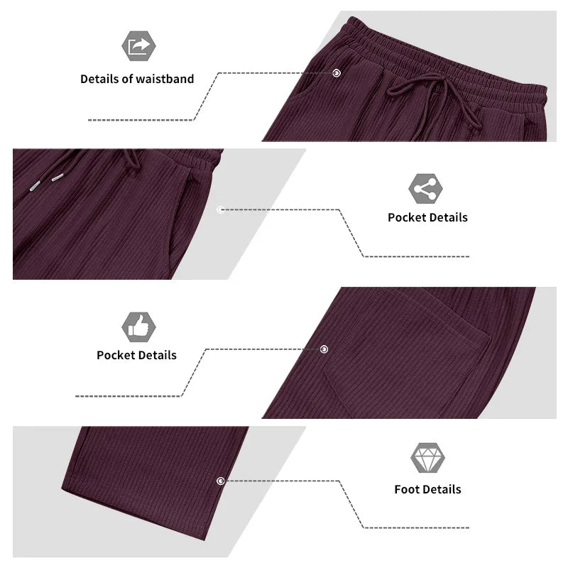 European and American Independent Station Men's Casual Trousers Loose Straight Pants Pit Strips Jacquard Wide Leg Pants
