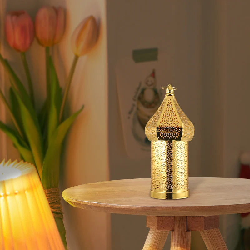 Home Décor Iron Ornaments Golden Hollow Light Ornaments Moroccan Ramadan Ron Lanter Table Decoration Widely Used Home Decoration