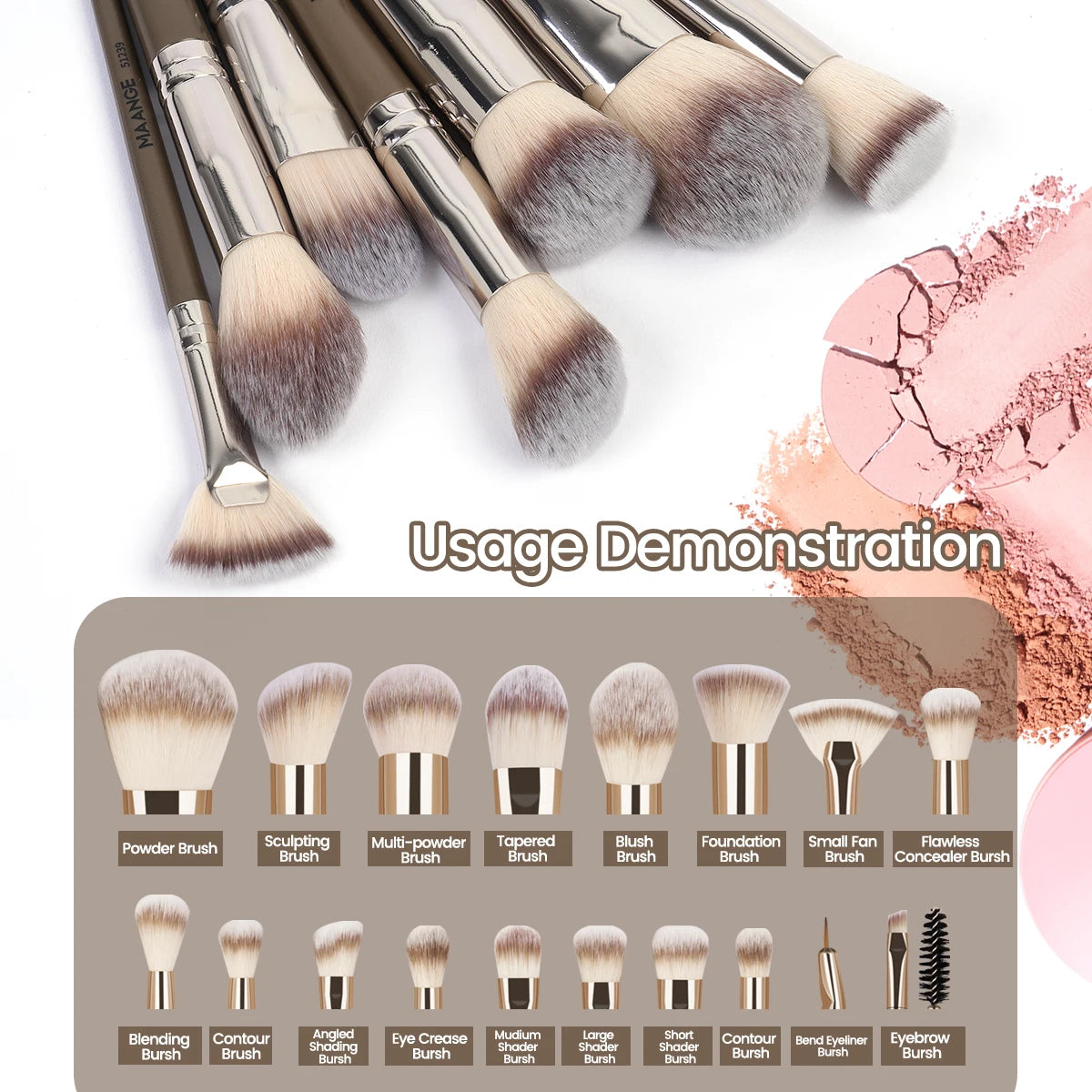 MAANGE Professional Gift Box 18pcs Makeup Brush Face Eye Beauty Brush for Foundation Conceal Eyeshadow Contour Dense Soft Brush