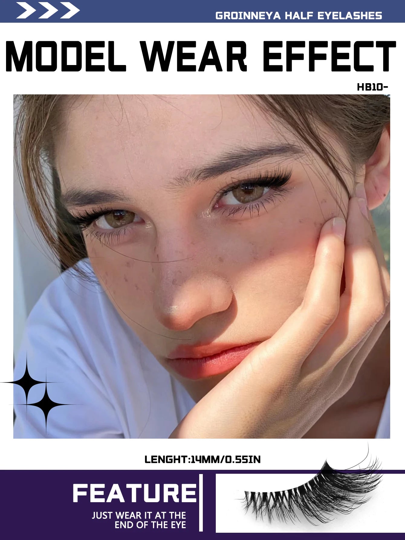 Veltrinay Half Lashes Natural Fake Lashes Wispy Cat Eye Lashes Clear Band Accent Short False Eyelashes Makeup