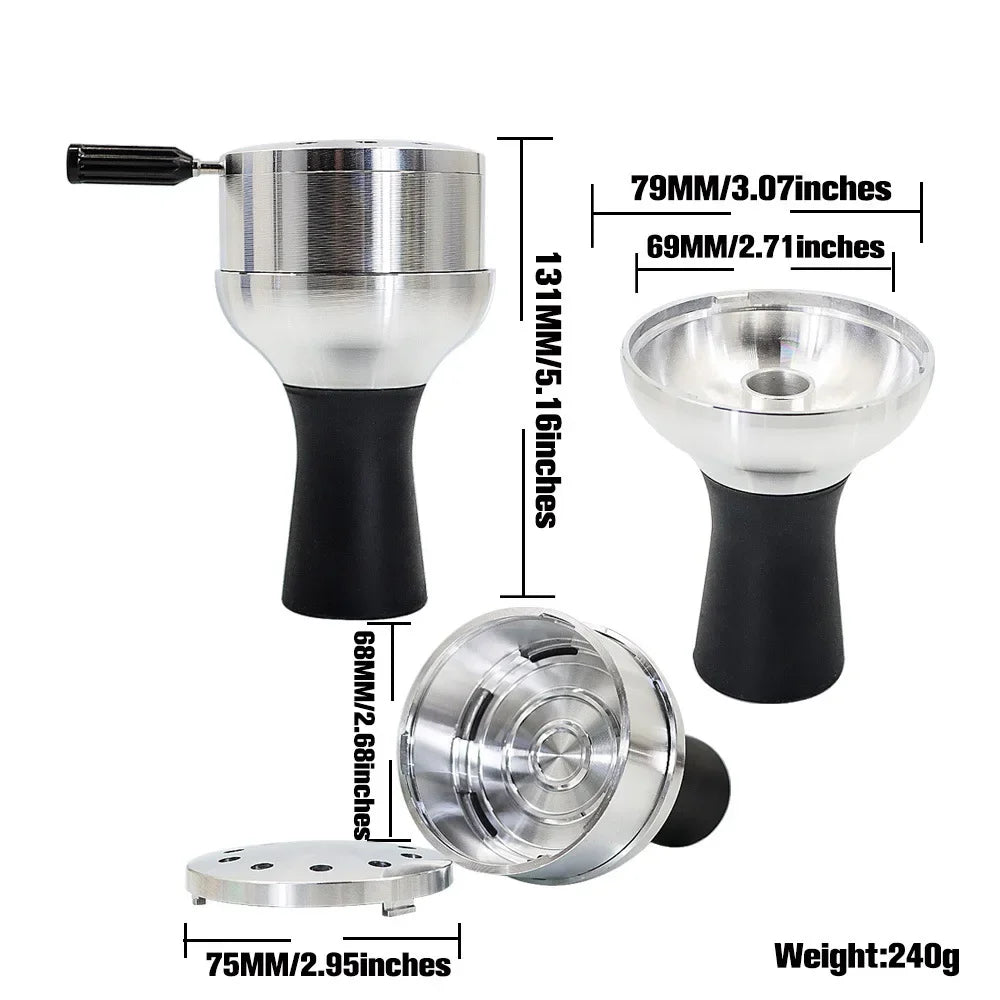CRUSHER Arab Shisha Hookah Metal Bowl Set Charcoal Holder with Cover Heat Heat Management System Chicha for Smoking Accessories