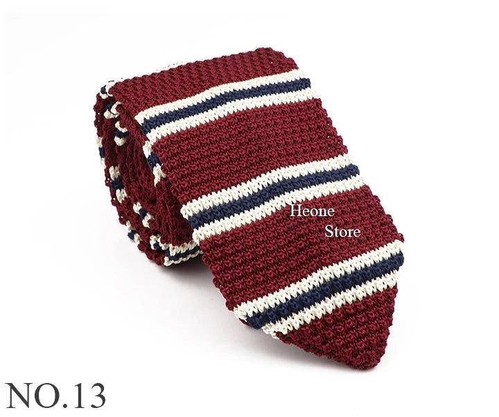 New Mens Knitted Ties Classic Striped Skinny Necktie For Business Wedding Party British Style Necktie Winter Neck Wear Accessory