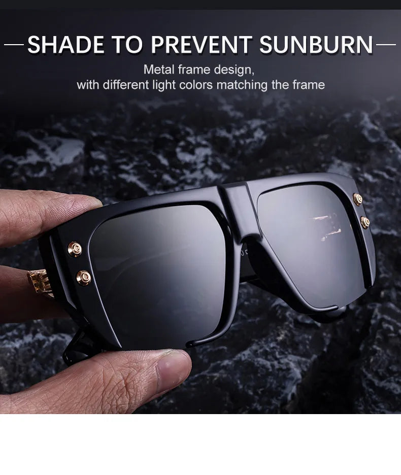 Polarized Oversized Square Sunglasses Men 2025 Luxury Brand Retro Steampunk Outdoor Sun Glasses Trendy Shield Shades UV400