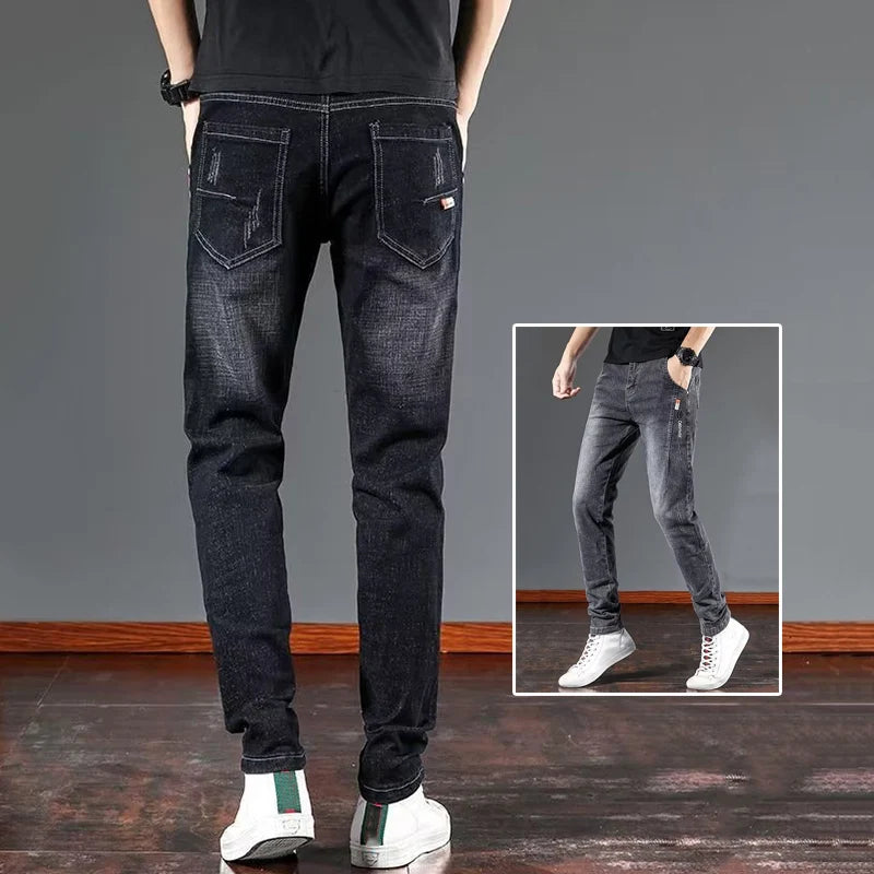 Spring Autumn Men Daily Versatile Denim Pants Male Wear-resistant Retro Wash Denim Trousers New High Quality Brand Casual Jeans