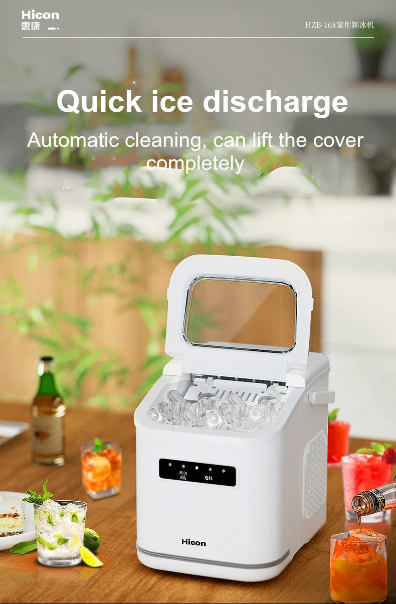 Ice Maker 15KG Automatic Household Mini Ice Cube Machine, Portable Intelligent Quiet Ice Maker for Home Dormitory Outdoor Use