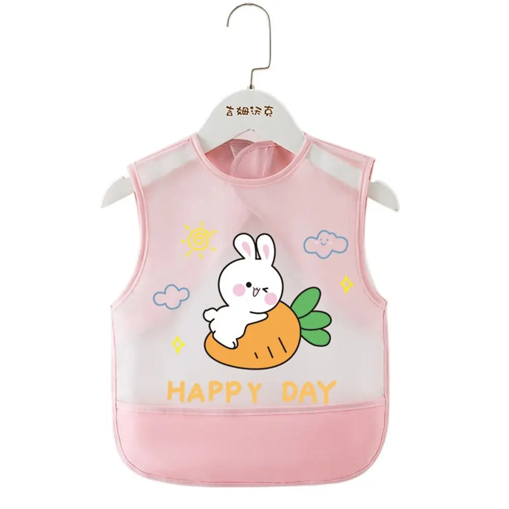 Cartoon Animal Pattern Baby Feeding Bib Waterproof Anti-dirty Sleeveless Bibs Bear Rabbit Saliva Towel Burp Apron 0-5 Years Old