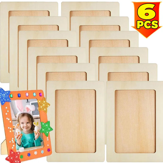 DIY Wood Picture Frames Solid Wood Photo Picture Frames Ornaments Standing Wooden Frames DIY Paintings Crafts Album Decoration