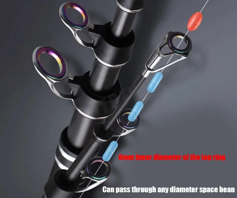 2.1-4.5M Telescopic Fishing Rod Carbon Spinning Fishing Pole Boat Saltwater Freshwater Beach Rock Surfcasting Baitcasting Rod