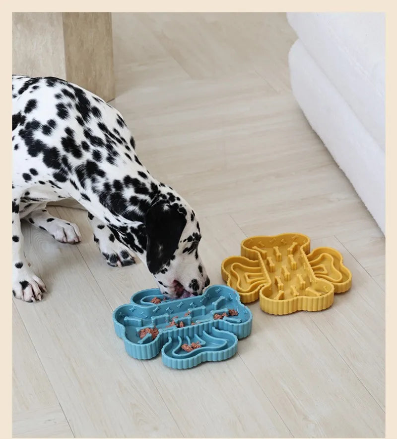 Portable TPR Dog Food Bowl Training Slow Feeder Dogs Bowl Dry Wet Separation Pet Bowls Licking Bottom Suction Cup Pets Supplies