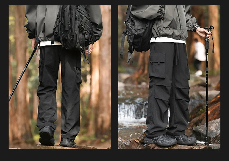 Pants men's four seasons tide loose work pants hundred straight sports paratrooper pants drawstring punch casual pants