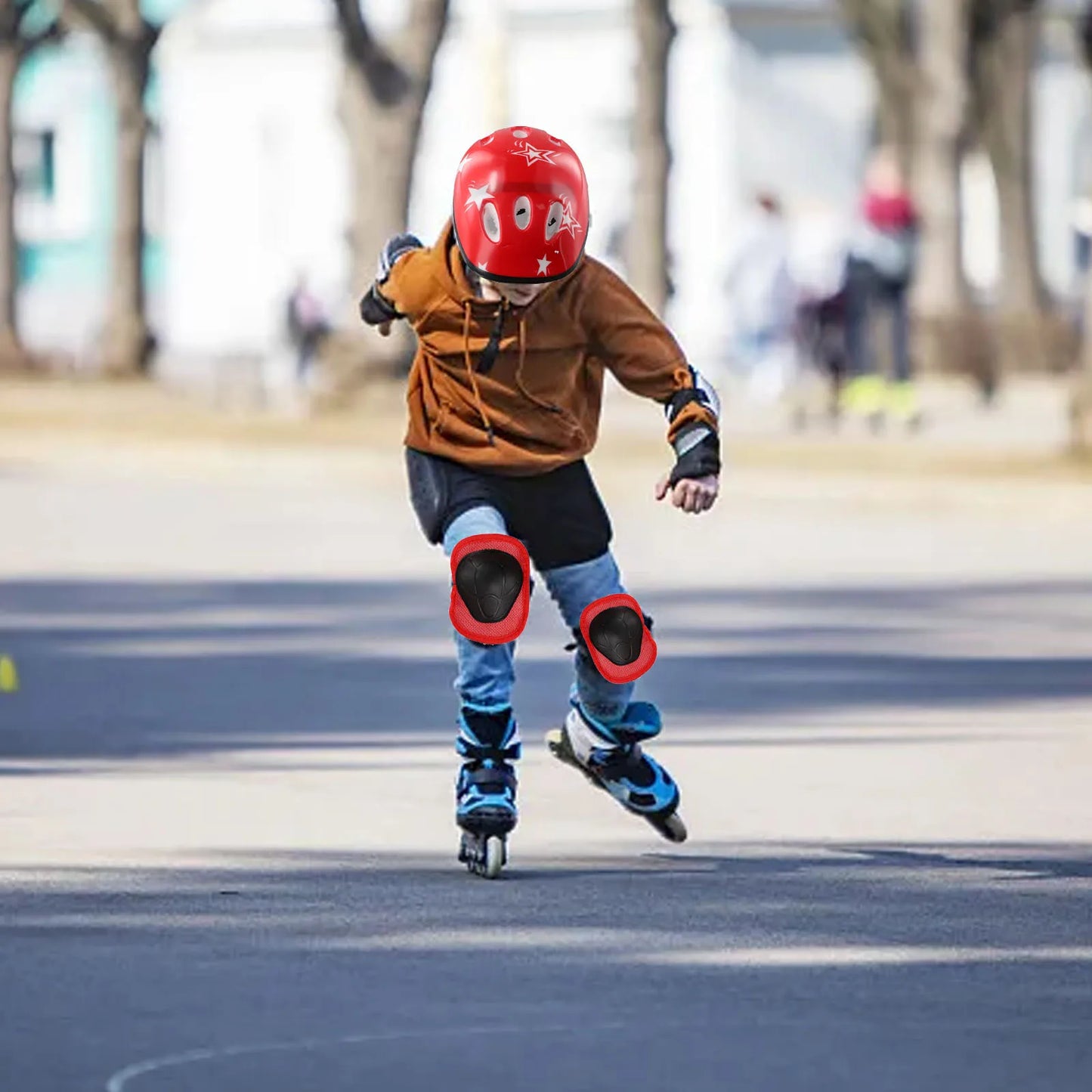 7PCS Children's Skating Protection Equipment Set 1 Helmet + 2 Knee Pads + 2 Elbow Pads + 2 Hand Pad Skating Equipment Protection