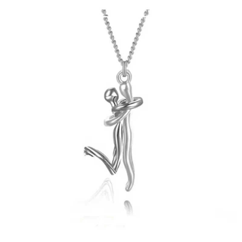 New Creative Couple Embrace Necklace Women's Fashion Collarbone Chain Passionate Couple Necklace Decoration Gift