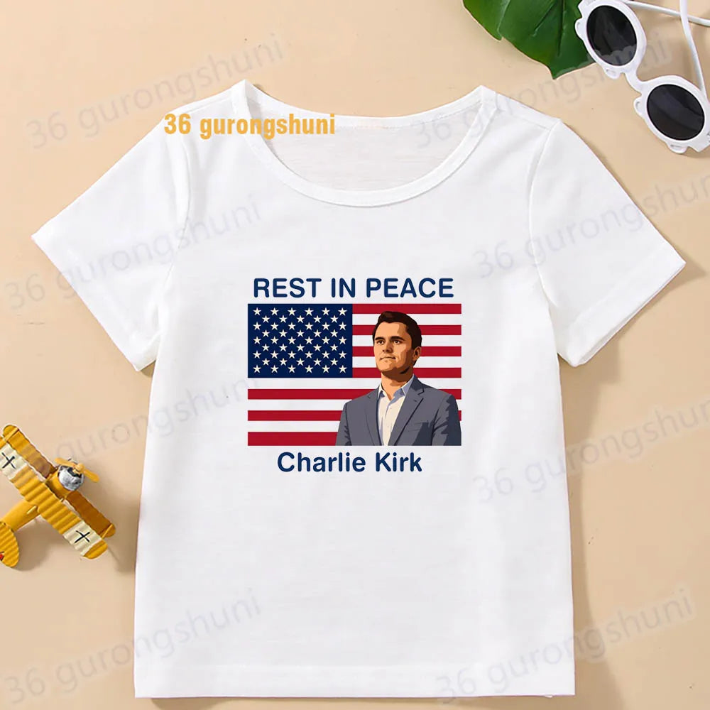 Kids tshirt turning point usa Children clothes Girl t-shirts charlie kirk freedom T shirt Baby tops Boys man summer Short Sleeve