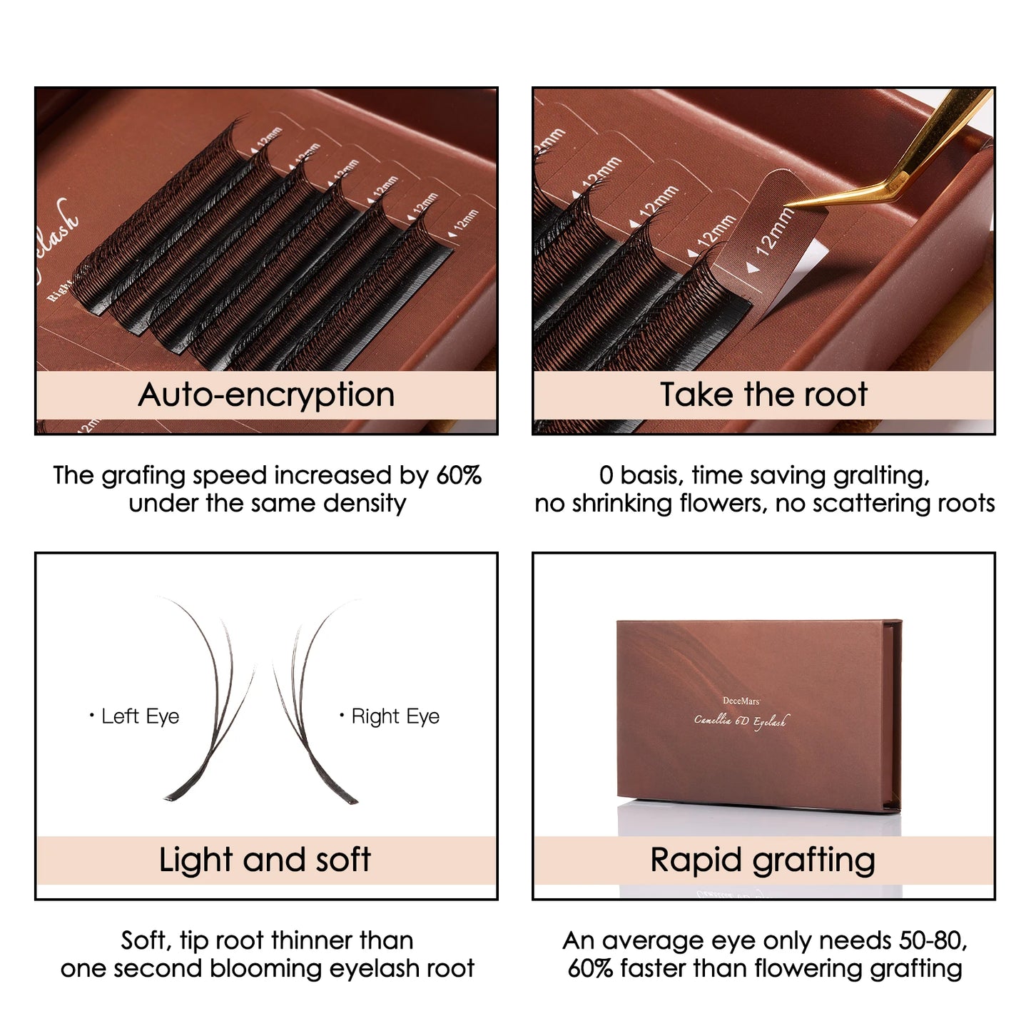 DeceMars  Camellia 6D Eyelash Extensions Flying Eyelash