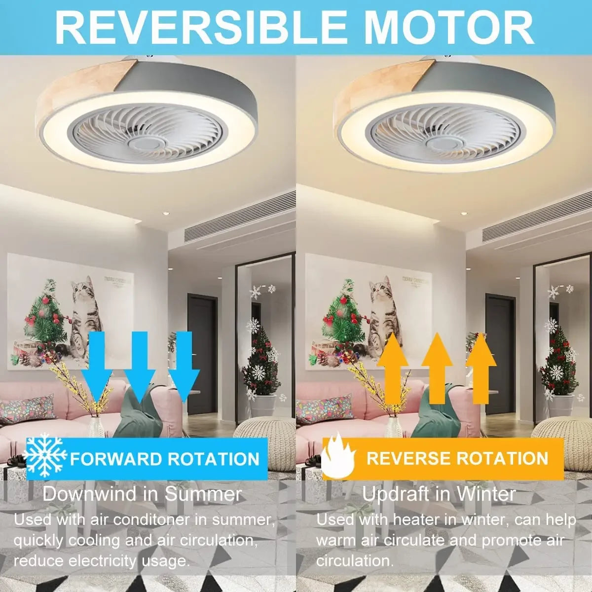 LED Fan Light Ceiling Lamp Household Modern Simple Bedroom Restaurant Invisible Ceiling Fan Light Living Dining Table Room Decor