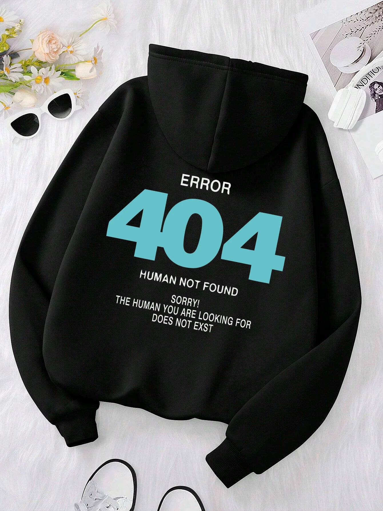 Women's Hoody Error 404 Human Not Found sorry Prints Hoodies Fleece Long Sleeve Oversized Clothes Hip Hop Street Pullover