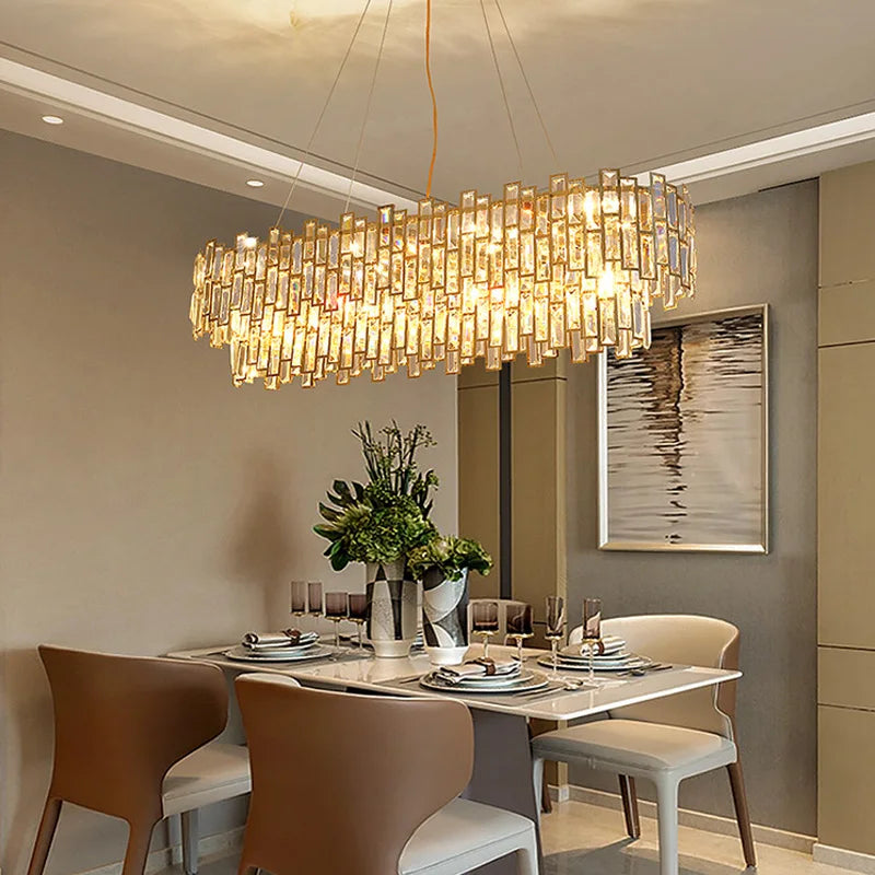 Luxury Crystal Chandelier Ceiling Light Fixture Dining Table Light Led Lighting Lamps Living Rooms Żyrandol Pendant Ceiling Lamp