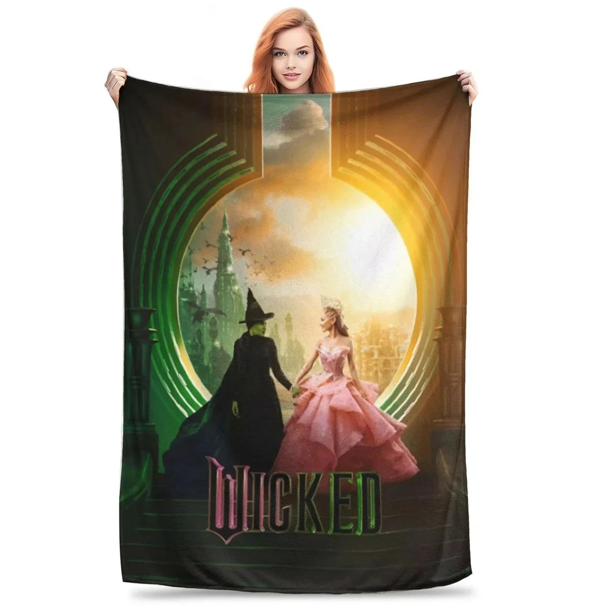 Wicked Musical Movie 2024 Blanket Soft Throw Blanket for Home Bedroom Bed Sofa Travel Office Solid Cover Blanket Kids 3D Quilt