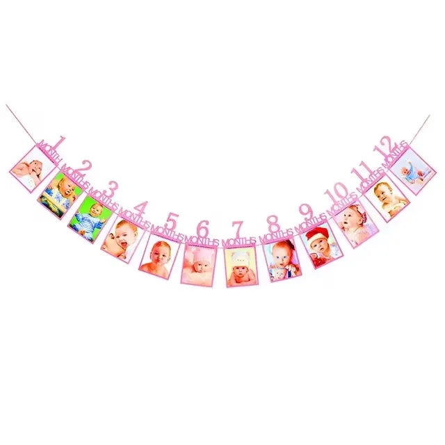 1st Birthday Baby Photo Banner Photo Frame Birthday Party Decoration Props Boys Girls 1st Birthday Party Decoration Photos