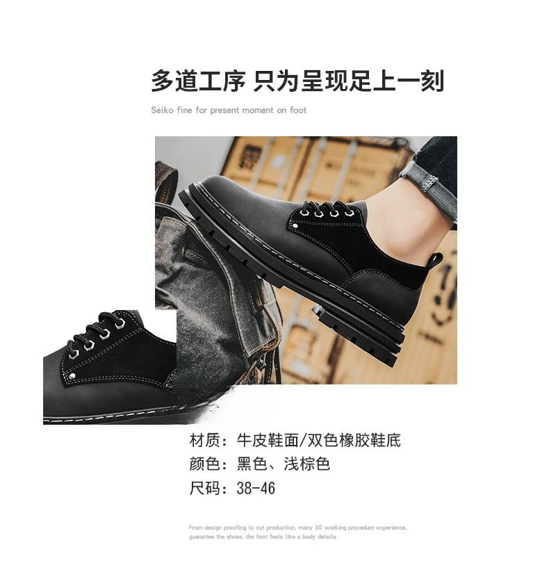 Fashion Men's Leather Shoes England Style Formal Shoes for Man Non Slip Ankle Boots Outdoor Waterproof Casual Tim Work Land Shoe