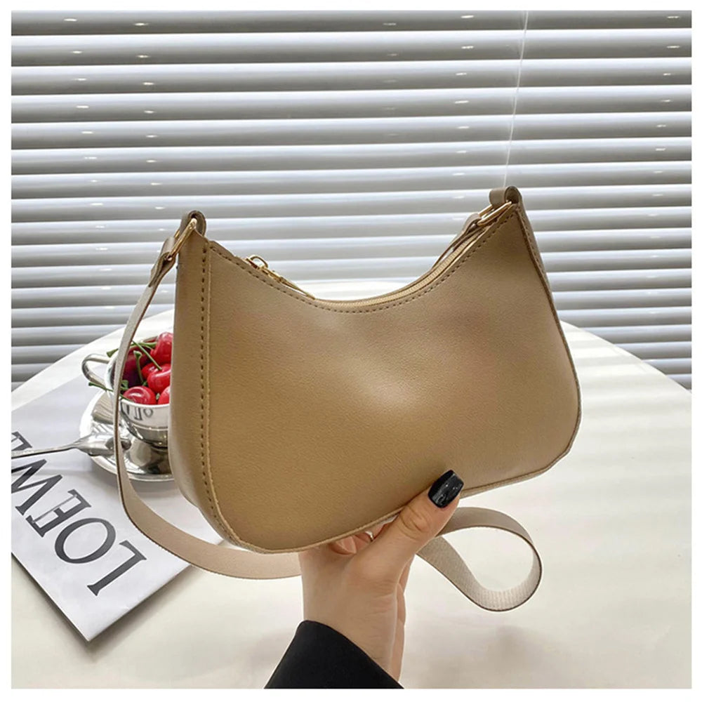 WOMEN'S Bag Underarm Bag  Handbags Retro Solid Color PU Leather Shoulder Underarm Bags Casual Women Hobos Handbags