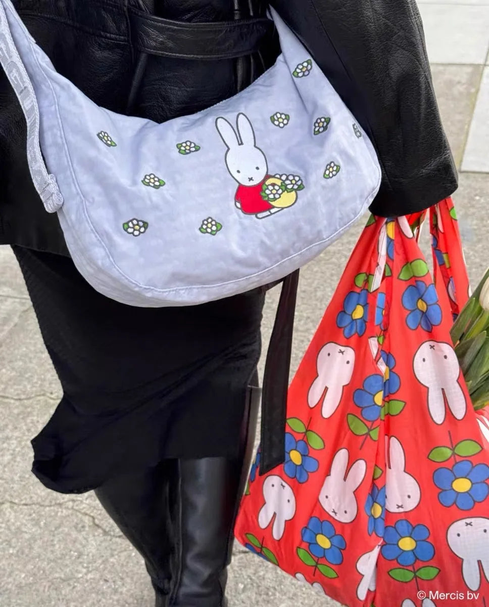 Miffy Embroidered Underarm Bag Cartoon Cute Shoulder Bag Large Capacity Handbag Kawaii Anime Printed Bag Holiday Gift