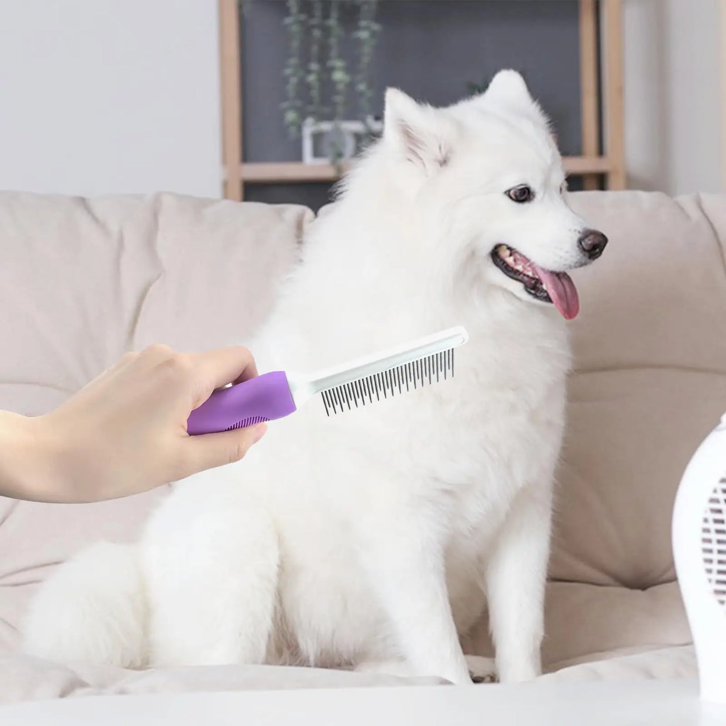 Pet hair comb,with long and short stainless steel teeth,remove tangles and knots,Pet Grooming comb for dogs cats