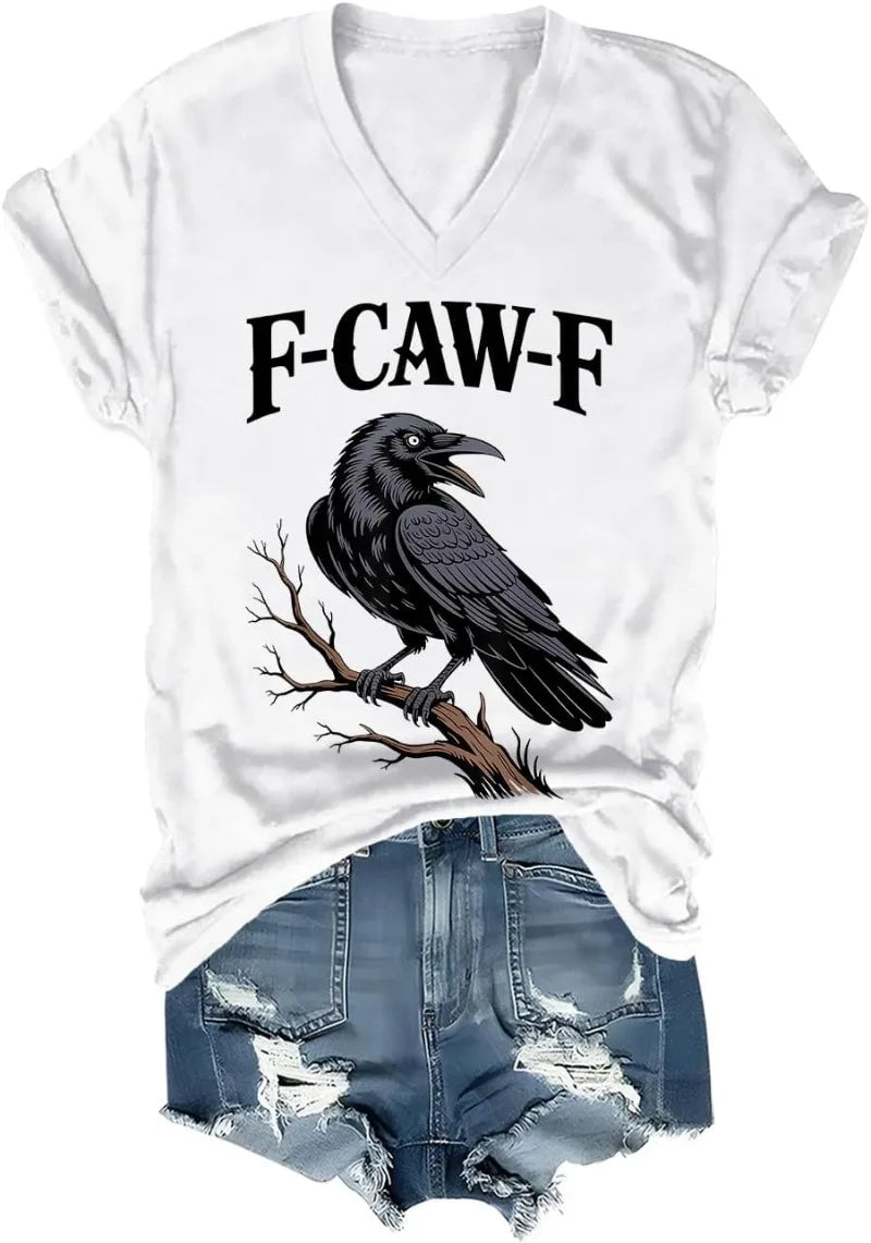 F Caw F T Shirt Women Men Fcawf Crow Graphic Tee F-Caw-F Crow Shirt Graphic T Shirts Women Clothes