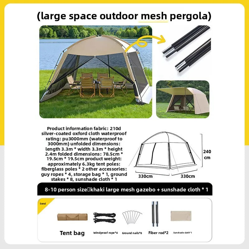 Large Outdoor Tent Canopy Sunshade Screen Gazebo Portable Mosquito Proof Camping Shelter