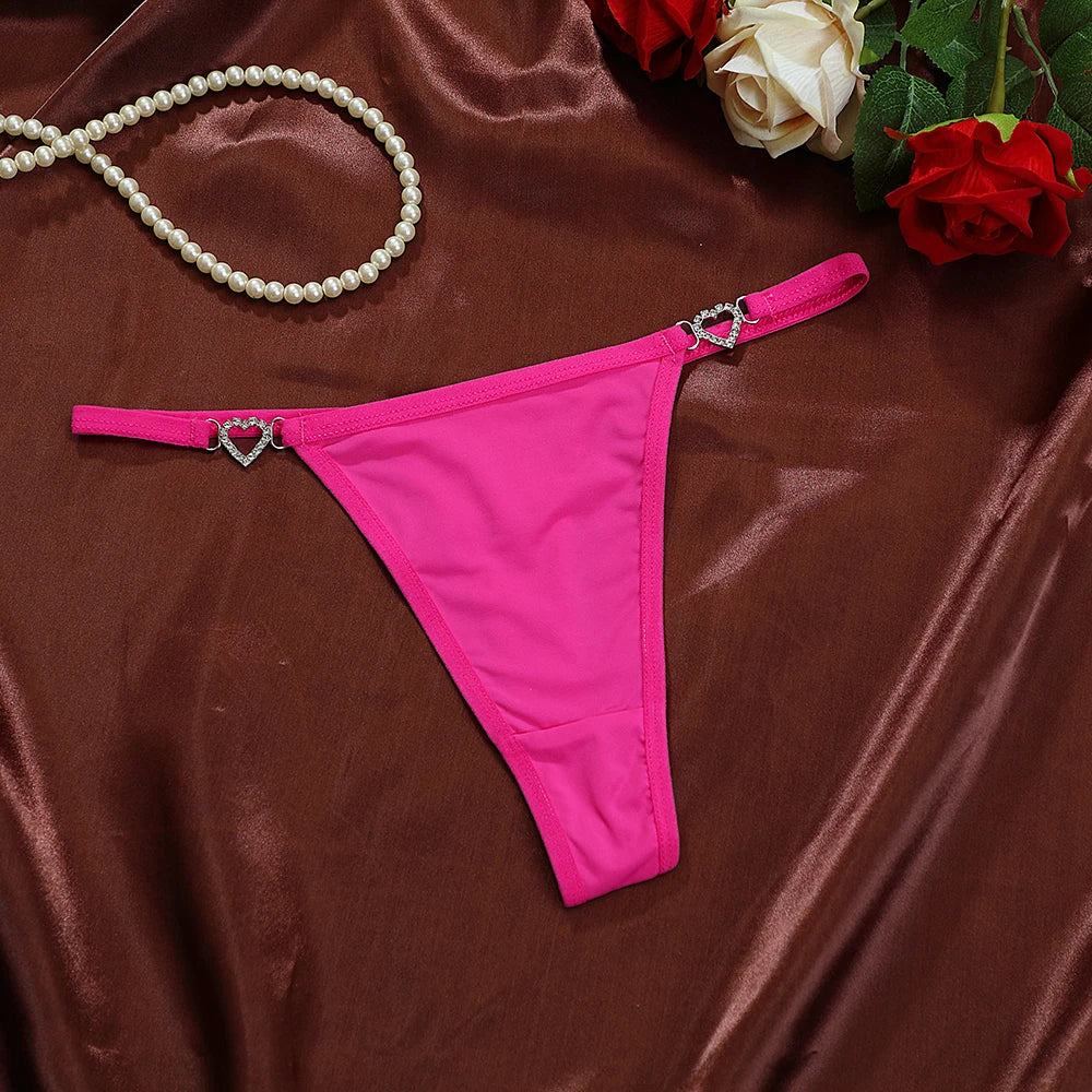 Women Sexy Thongs Low Rise Ladies G-string Heart Decoration New Fashion Cotton Panties Super Comfortable  Lingerie For Women