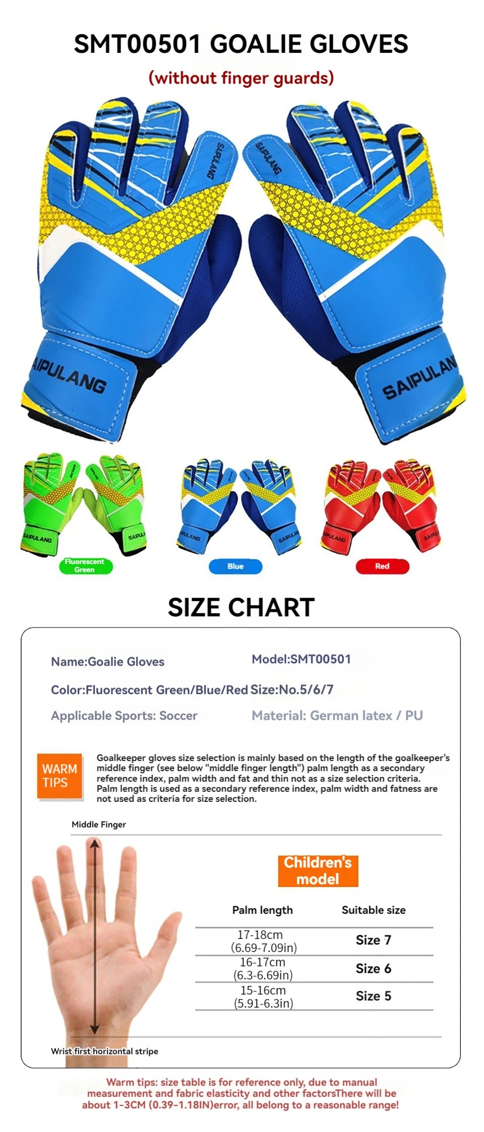 Loogdeel Football Goalkeeper Gloves Finger Protect Thickened Anti-slip Wear-resistant Adult Child Soccer Training Sports Gloves