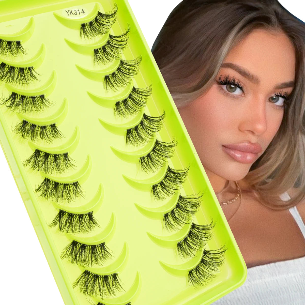YSDO 3/7/10 Pair Half Eye Lashes Soft Natural Fake Lashes Look Short Wispy Clear Band Fox Eye Lash Faux 3d Mink Eyelashes Makeup