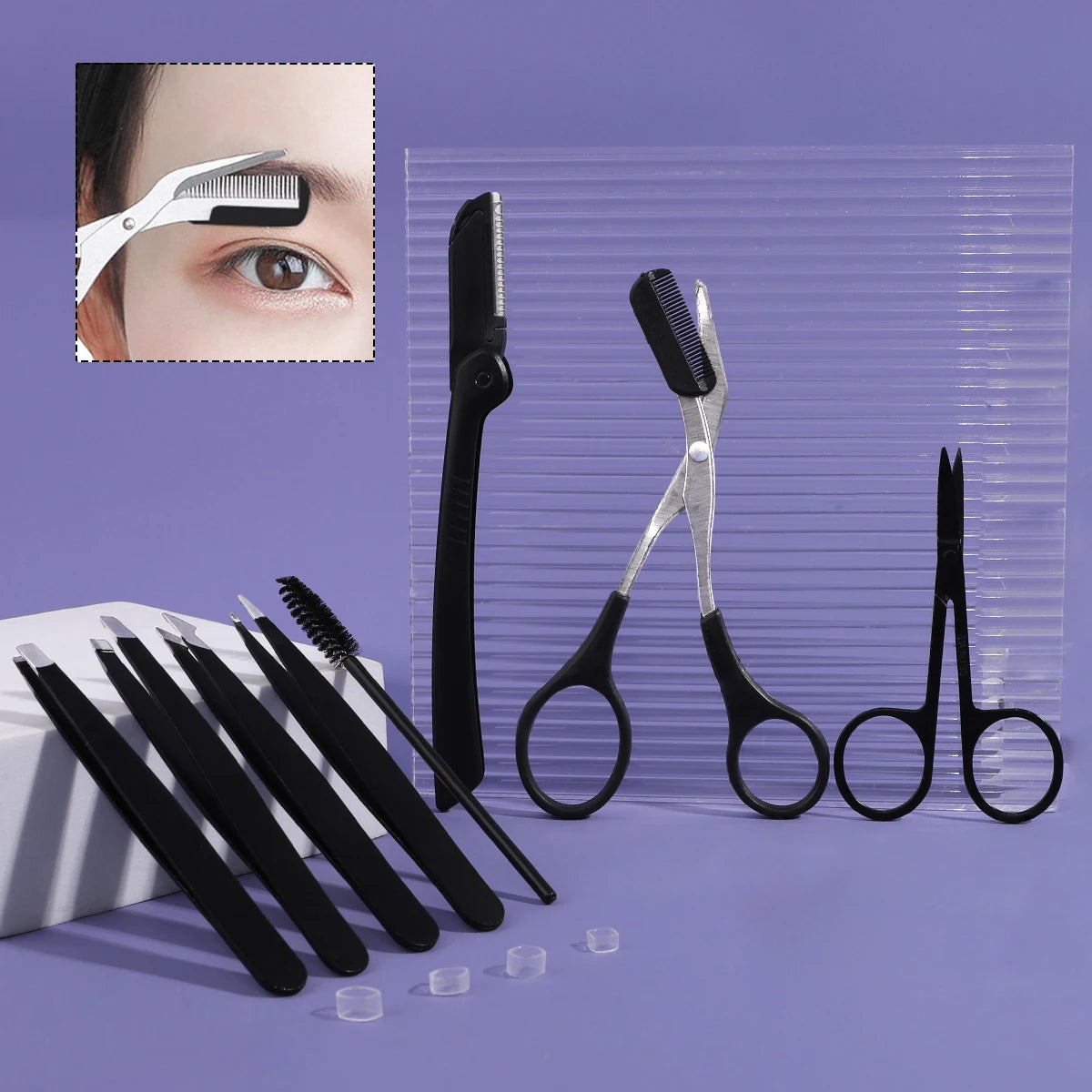 4/5/7/8pcs Eyelash Tool Set, stainless steel eyebrow trimmer, eyebrow trimmer and hair remover, suitable for both men and women.