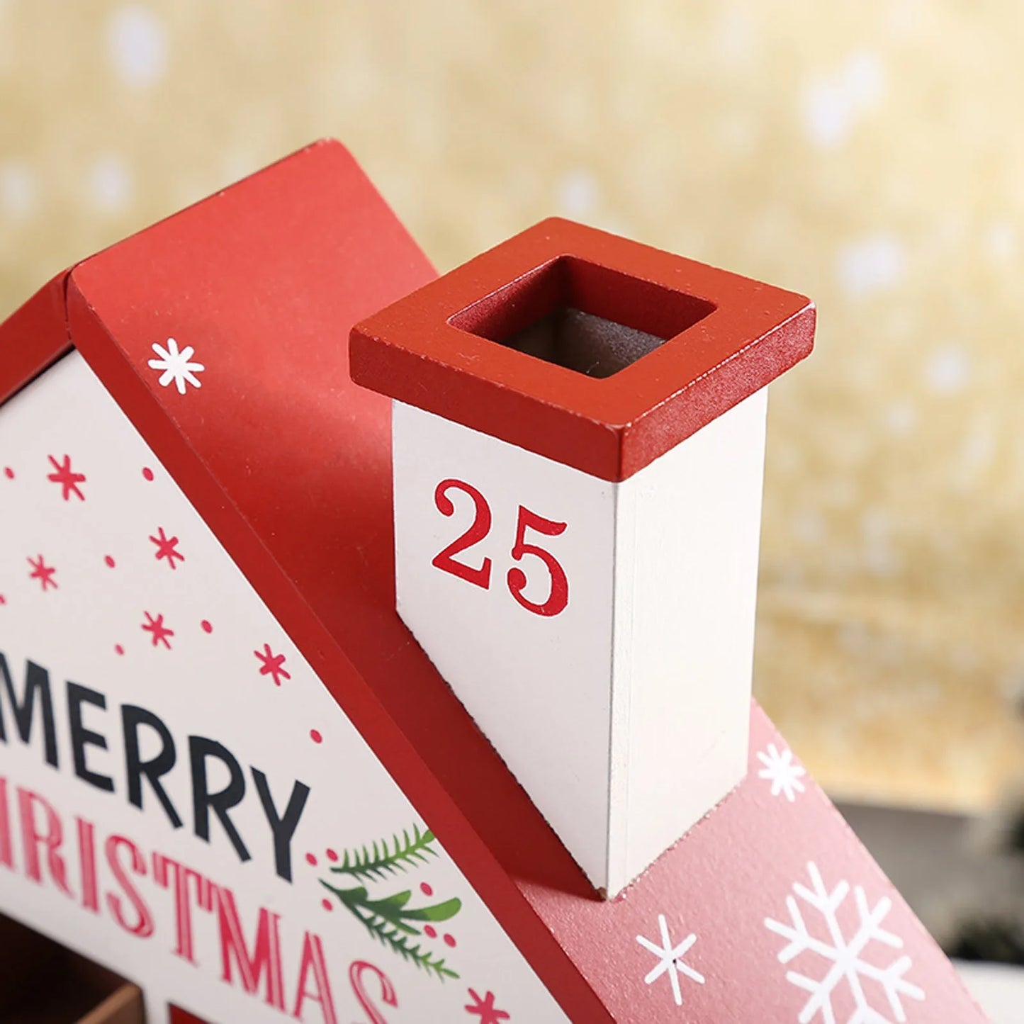 Christmas Countdown Calendar Box Wooden Christmas Small House Decorations Festival Gift Holiday Party Atmosphere Decoration