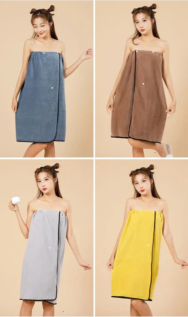 Cotton Bath Towel Wrap Bathrobe Thickened Soft Absorbent Quick Dry Velvet Wearable Plus Towel Hotel Bathing Sleepwear