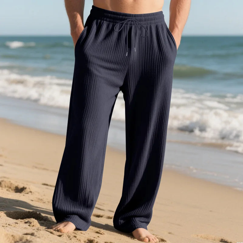European and American Independent Station Men's Casual Trousers Loose Straight Pants Pit Strips Jacquard Wide Leg Pants
