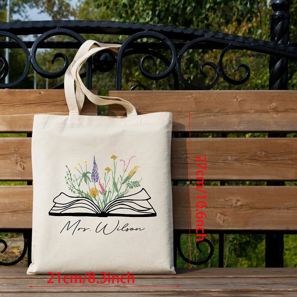 Personalized Teacher Canvas Tote Bag Custom Gift for Students Back To School Supplies Decoration Supplies School canvas bags