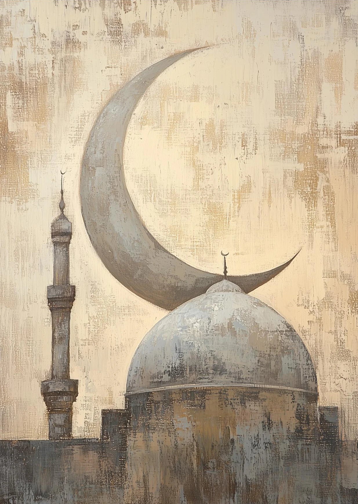 Muslim Mosque Islamic Architecture Archway Poster Minimalist Neutral Beige Canvas Printing Wall Art Picture for Room Home Decor