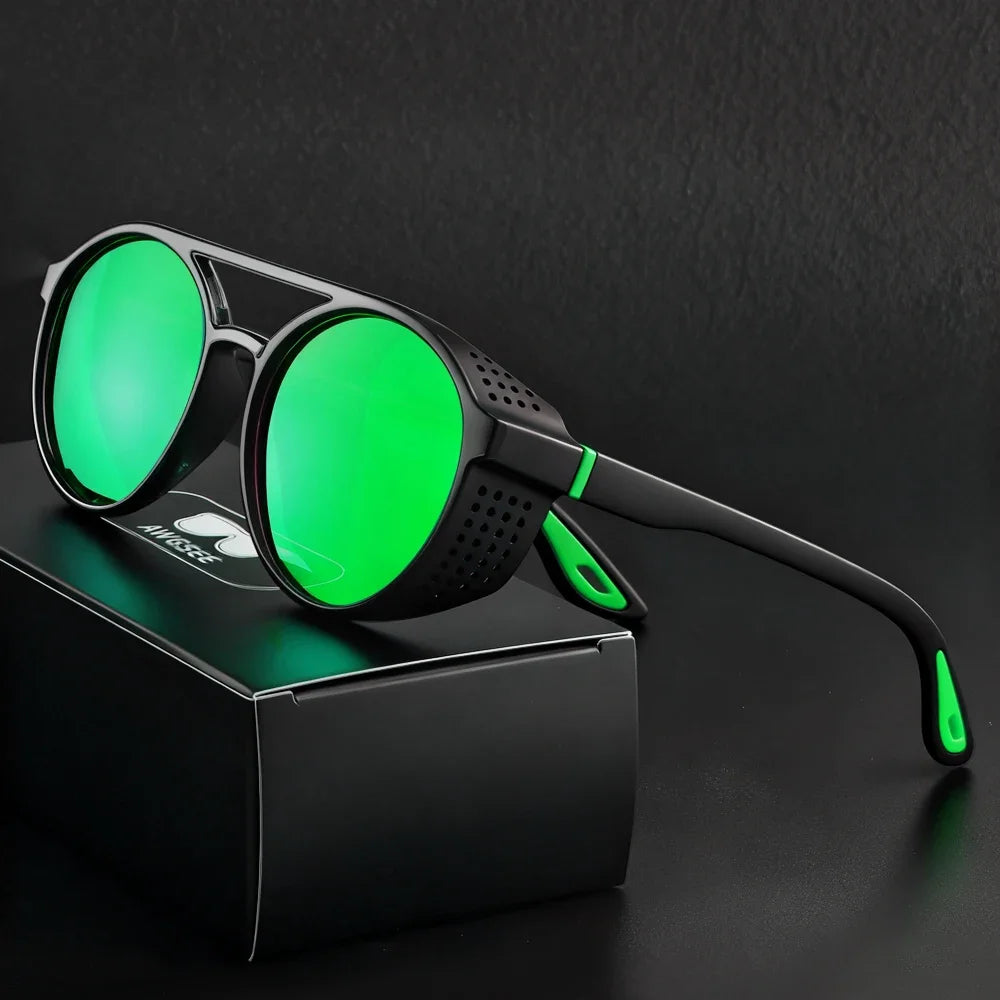 Round Polarized Sunglasses Steampunk Sun Glasses Sports Running Glasses for Fishing Driving for Men Women