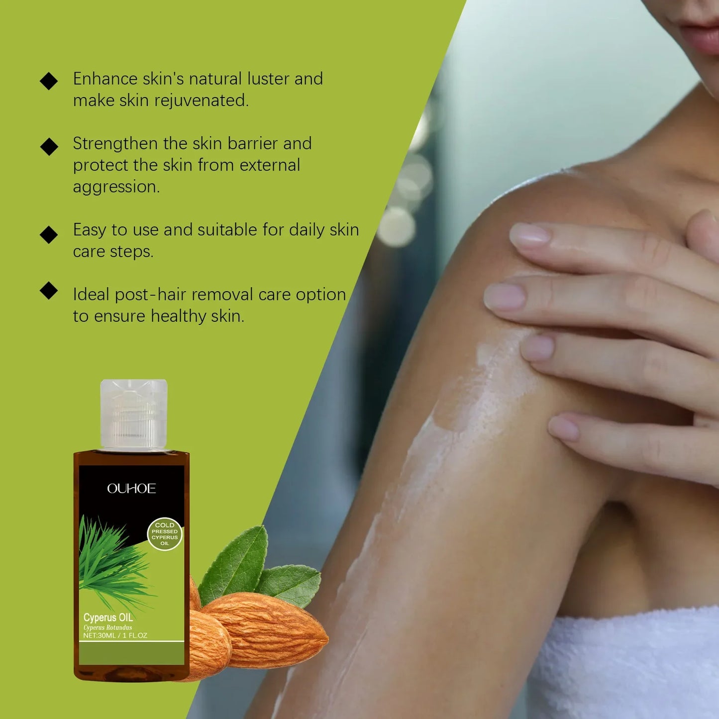 Pure Cyperus Rotundus Essential Oil Moisturizing Nourishing Reduce Redness Smoothing Repair Legs Arms Body Hair Removal Care Oil