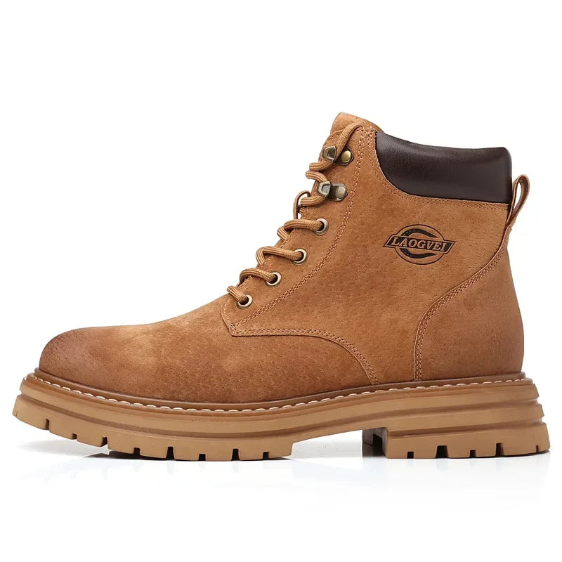 Genuine Leather Men Boots Outdoor Casual Shoes for Men Platform Boots Ankle Boots High Quality Men Shoes Male Moto Shoes
