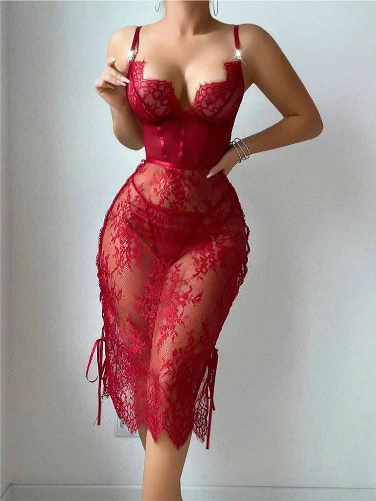 Lingerie Butterfly Sexy Nightgown for Women Luxury Summer Backless Braces Skirt Silk-like Thin Dress Home Wear Sleepwear Gifts