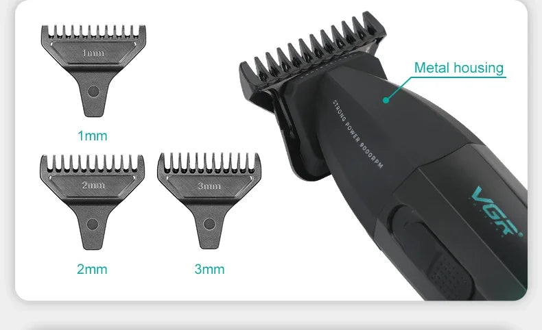 VGR V-906 Hair Salon Home Hair Trimmer Gradient Metal Body Hair Clipper Hair Carving LED Intelligent Digital Display Electric Pu
