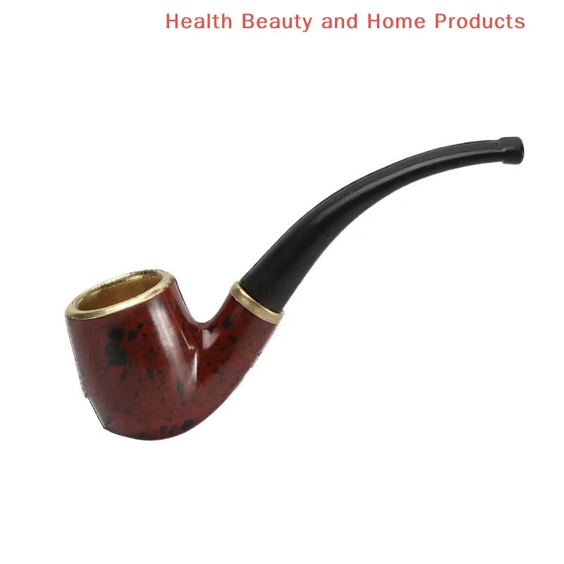 Durable Mini Cigarette Pipe Imitation Wood Pipe Men's Classic Resin Pipe Old-Fashioned Dry Pipe Portable Copper Pot Bent